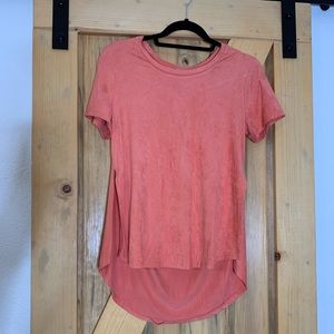 Coral Suede Material Shirt w/slits on side